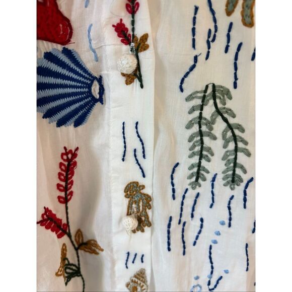 Zara The Lagoon Embroidered Sea Life kaftan, small $140 F22 - Picture 8 of 12